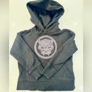 Gap Kids x Marvel Black Panther Hoodie XS 4/5 Black Velour Logo Sweatshirt